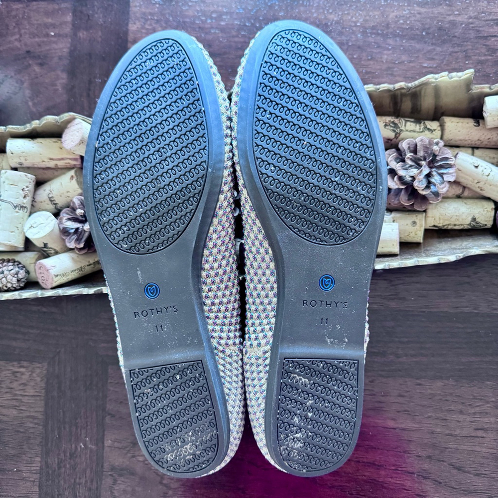 Rothys Limited Edition Multi Metallic Sparkling The Round Flats Shoes Size 11 - Picture 13 of 14
